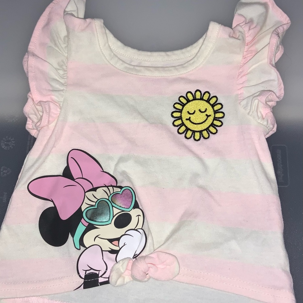 Disney Minnie Mouse Pink and White Striped Tee